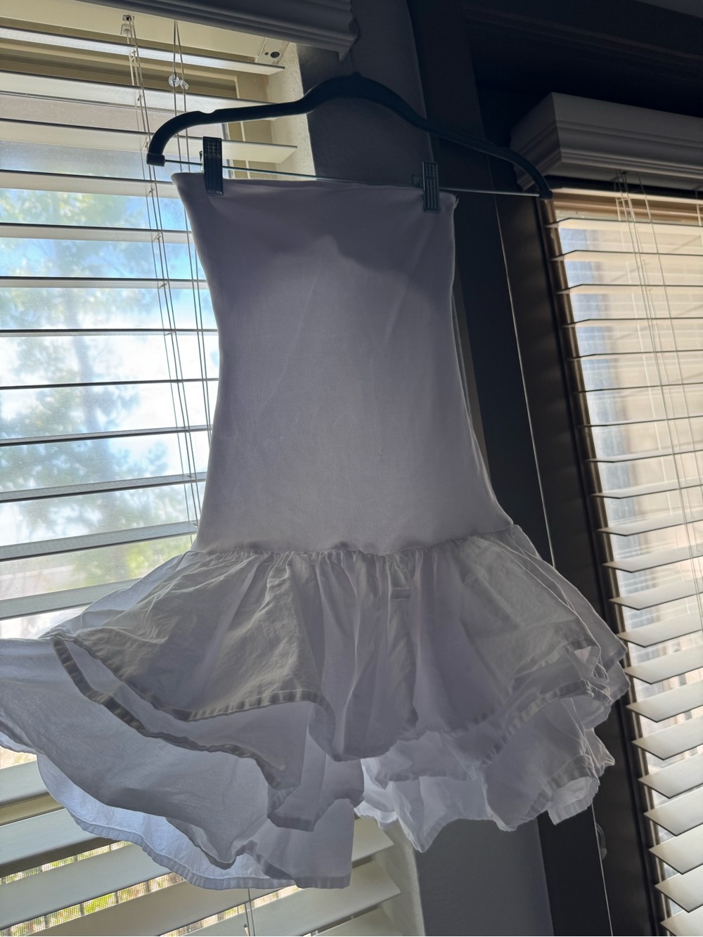 White Ruffled Strapless Dress - Picture 2 of 5